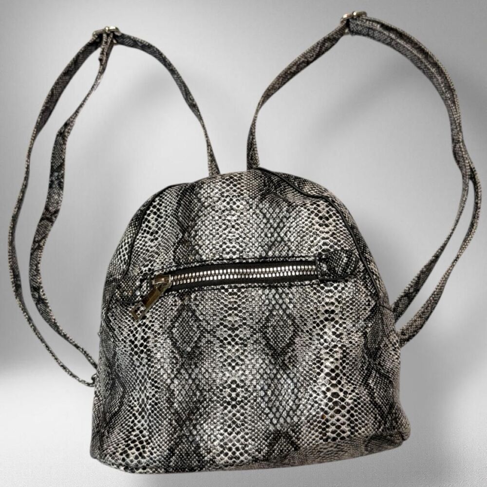 Cruise Club Black & Gray Snake Print Mini Backpack